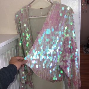 Free people Iridescent sequin jacket
